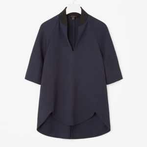 COS Navy/Black Wool Crepe Dress Top